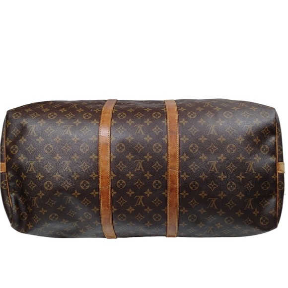 Vintage Authentic Louis Vuitton Brown Monogram Duffel Bag with Vachetta Leather - Picture 3 of 9